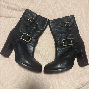 Jimmy Choo Black Leather Heeled Boots